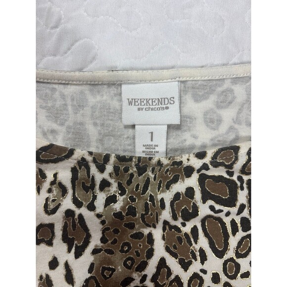 Weekends By Chico’s Long Sleeve Spotted Design Shirt Size Medium - Picture 6 of 6